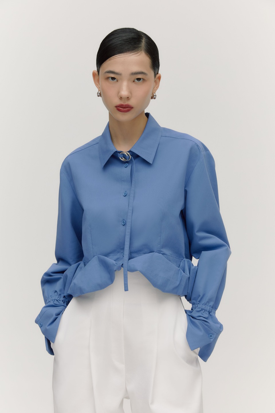 Bubble cotton-blend shirts [Classic Blue]
